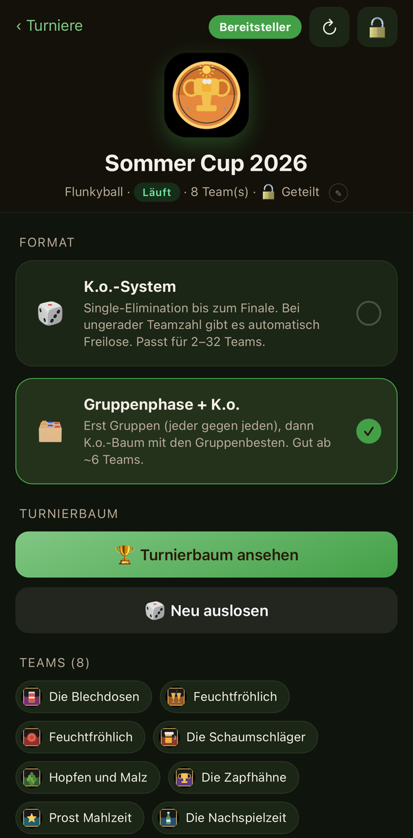 Ein Turnier verwalten